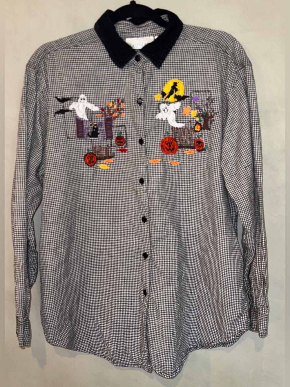 Vintage 90’s Casey & Max Halloween Button Down Shirt gingham large